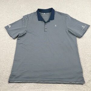 Adidas Mens Striped Golf XL Polo Shirt Navy Blue Grey Pro Member Guest